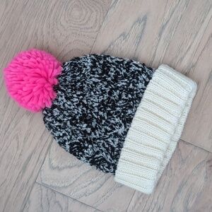 New! Anthropologie Winter Hat Thick Pink Black Cream Women's OS